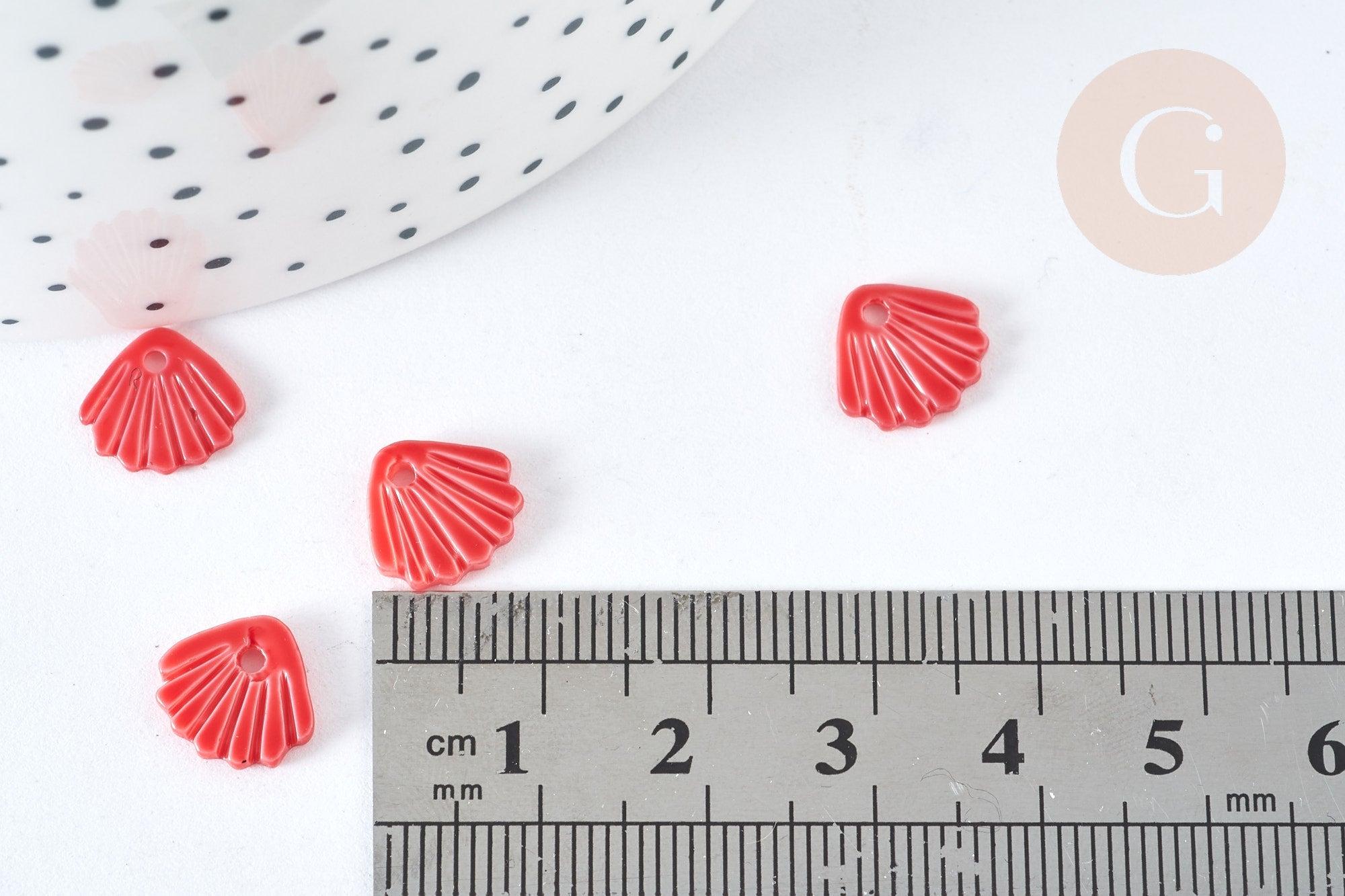 Pendentif coquillage nacre naturelle rouge 10,5mm , coquillage, x5 (G7571)