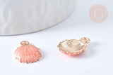 Pendentif coquillage zamac doré rose 19mm, x2 (G2470)
