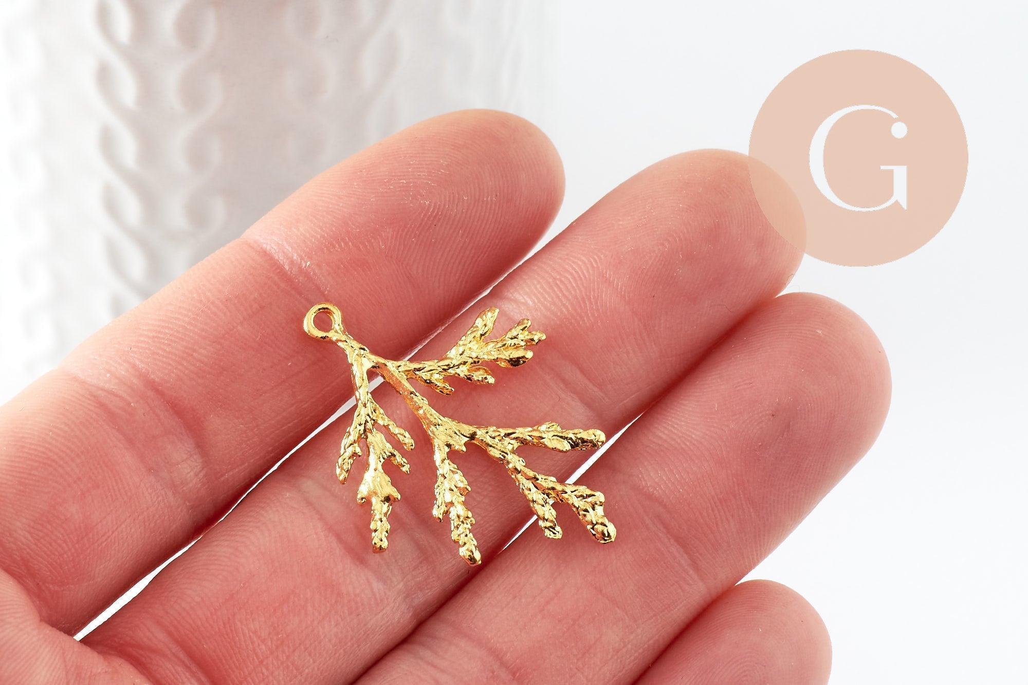 Pendentif corail zamac doré 18K 36mm,pendentif coquillage, laiton doré, pendentif corail,création bijoux, x1 G9488