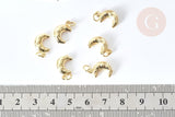Pendentif croissant lune laiton doré 15mm,création bijou céleste, x 5 G8074