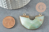 Pendentif demi-cercle amazonite fer doré 41mm, pendentif pierre amazonite naturelle, x1 G0585