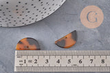 Pendentif demi-cercle marron, perle acétate, perles plastique,connecteur plastique,3cm, x5 ou x10 (G1403)