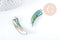 Pendentif dent nacre noire naturelle abalone laiton argenté 39-55mm, pendentif coquillage noir Ormeau, x1 (G8905)
