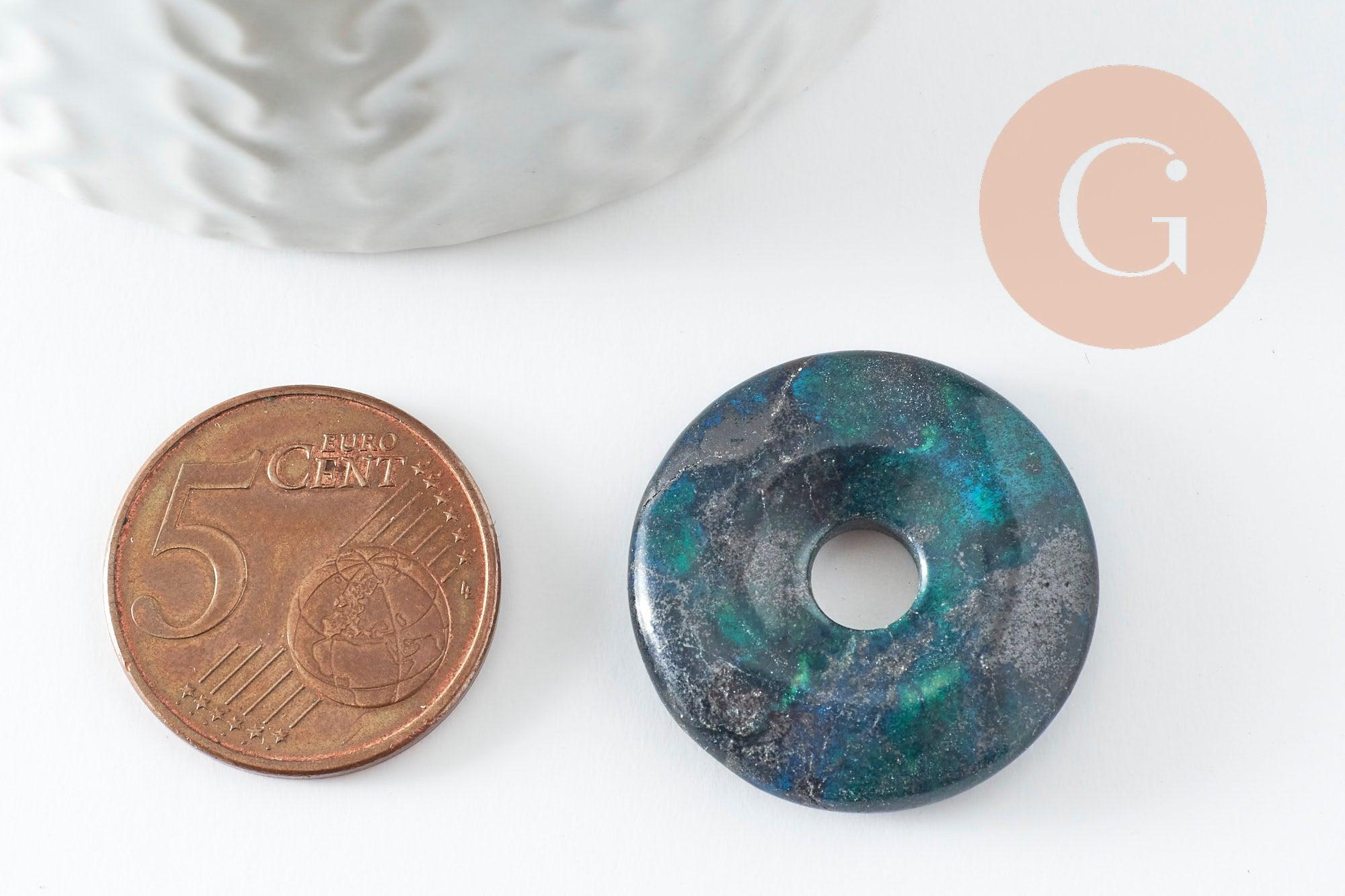 Pendentif donut Quartz vert naturel teinté 25mm, x1 (G3984)