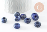 Pendentif donut sodalite,pendentif sodalite naturelle, pendentif pierre cercle,14mm, x2 (G3412)