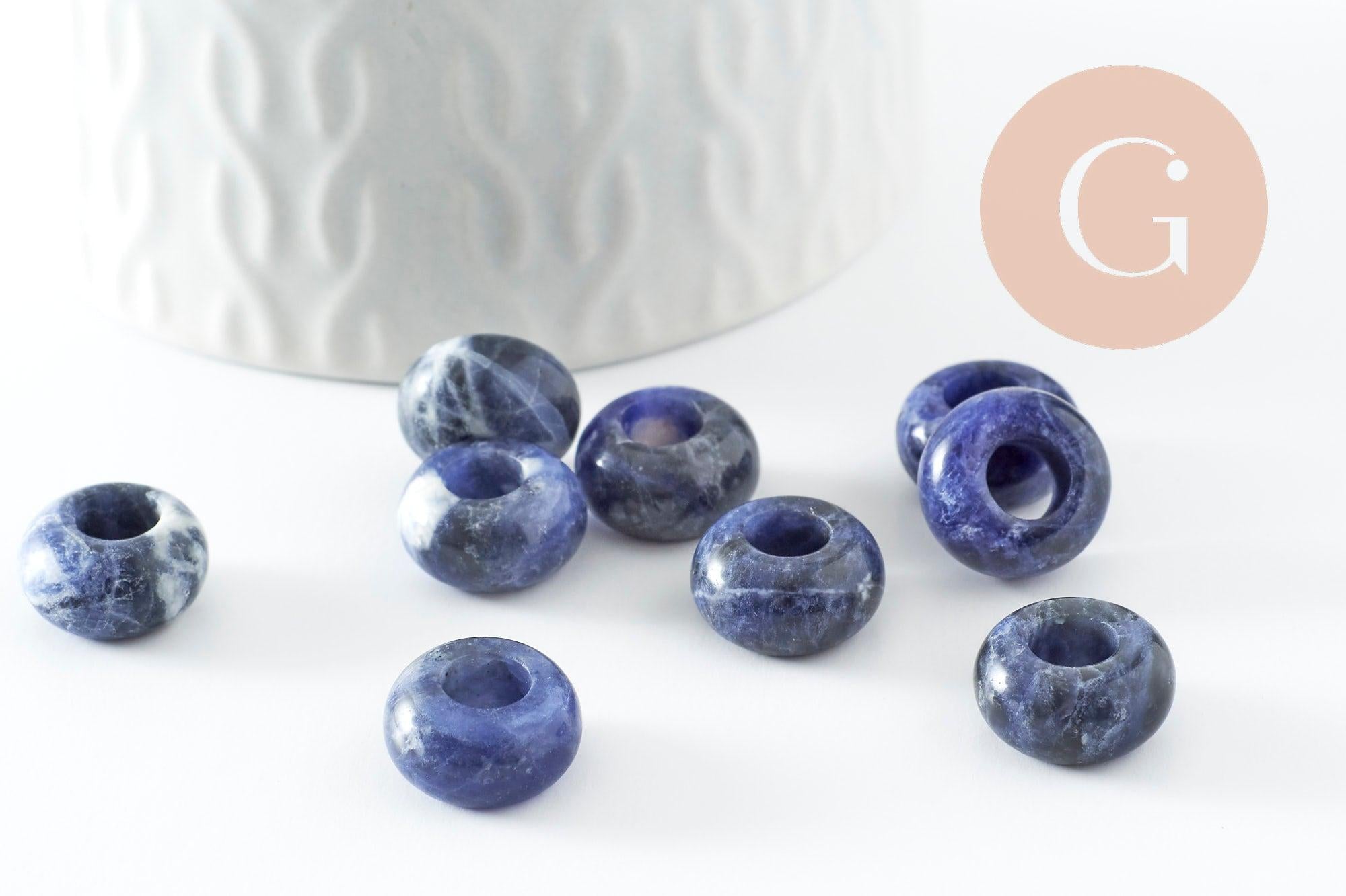 Pendentif donut sodalite,pendentif sodalite naturelle, pendentif pierre cercle,14mm, x2 (G3412)