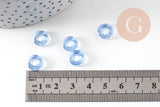 Pendentif donut verre bleu 10x3mm, x 10 (3.3g) (G3668)