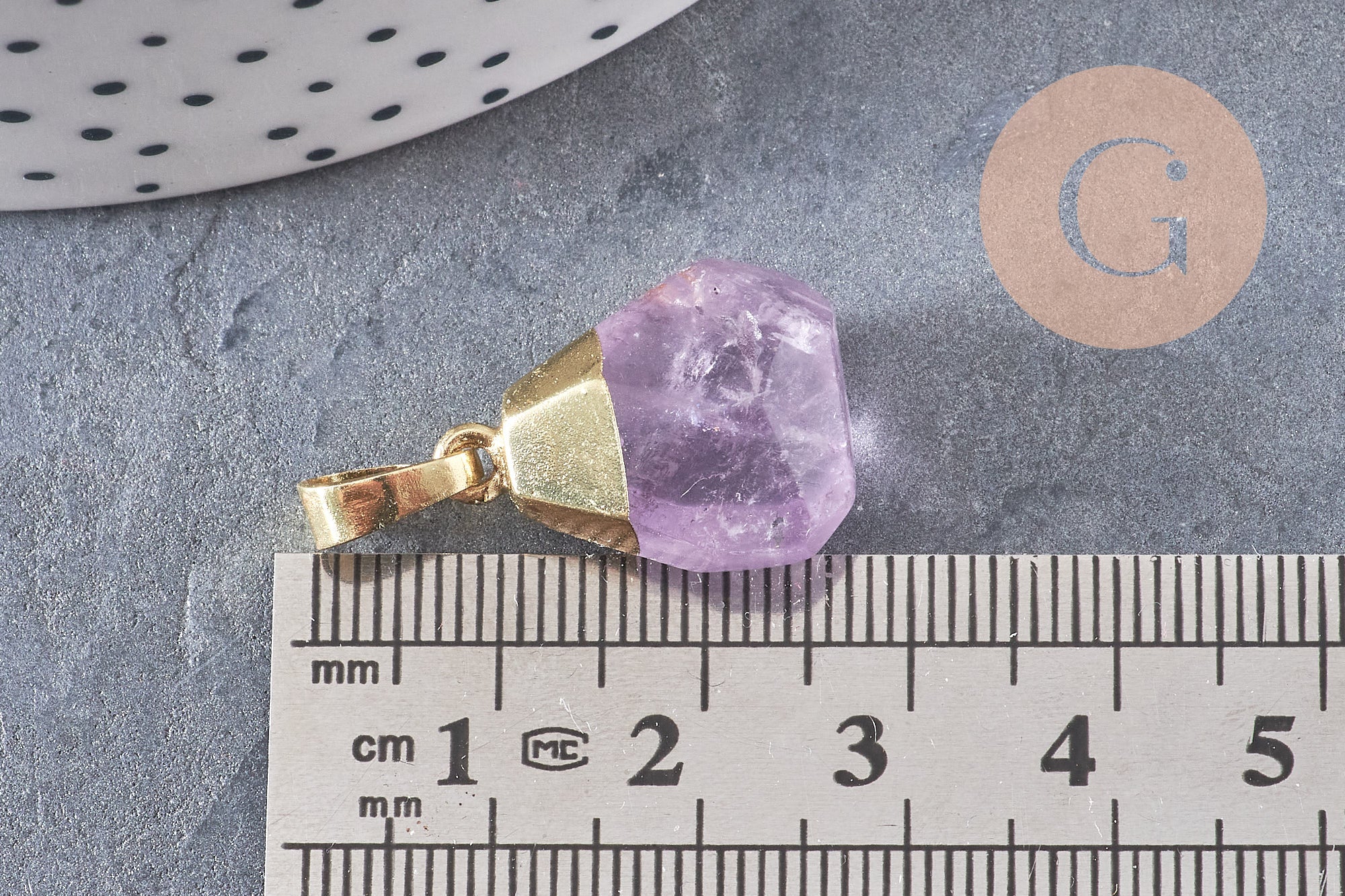 Pendentif en forme de goutte en améthyste naturelle à facettes dorées 19-21mm, pierre, x1 G5888