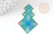 Pendentif estampe filigrane losange acier multicolore, Pendentif très fin et léger pour création,40.5mm,x1 (G5574)