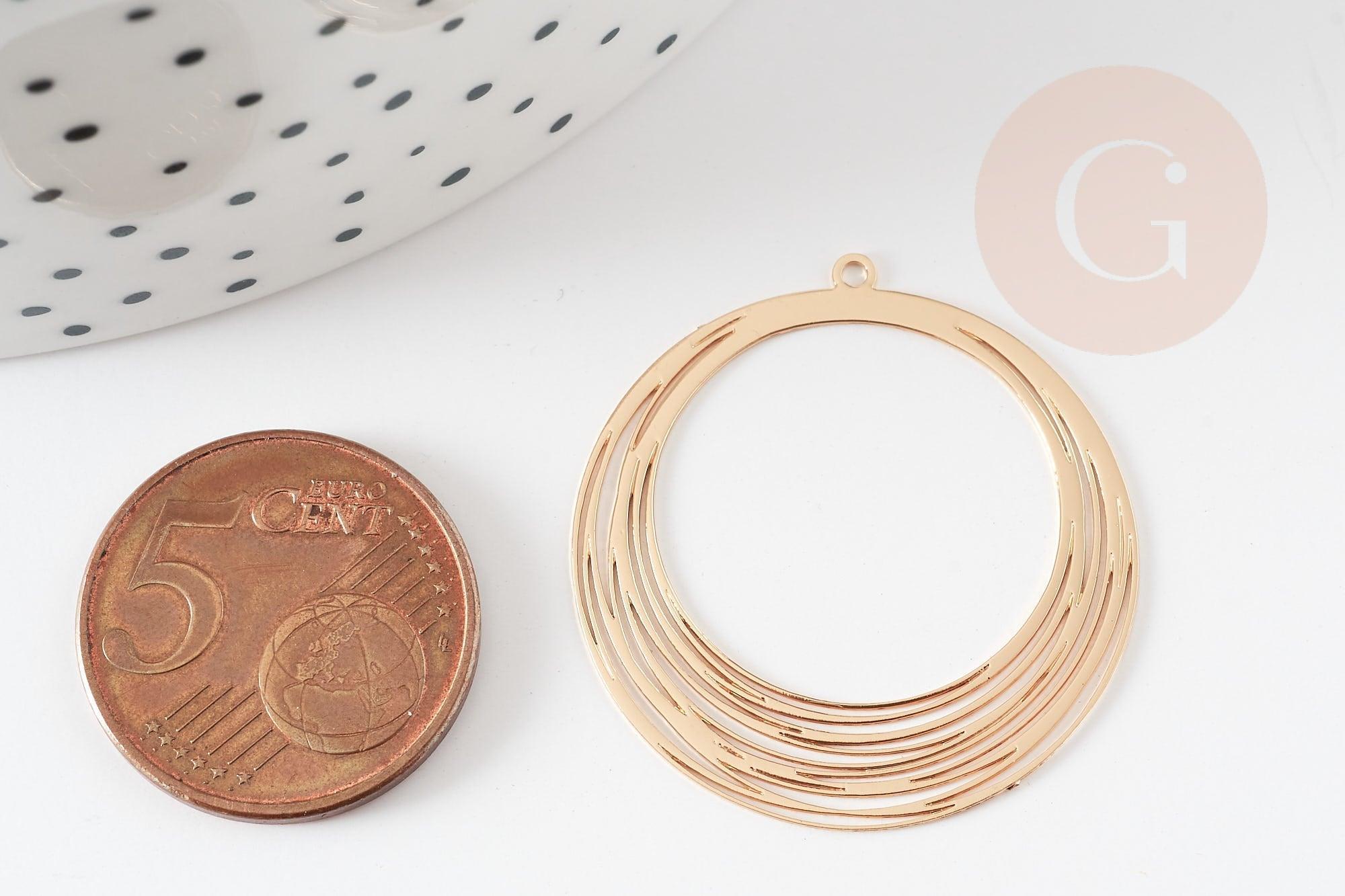 Pendentif estampe filigrane rond laiton doré 31.5mm,x2 (G4442)