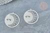 Pendentif estampe filigrane soleil acier 201 inoxydable platine 32.5mm x2 (G8019)