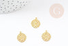 Pendentif fleur filigrane laiton doré 15mm, pendentif dentelle pour creation bijoux x50 (G1291)