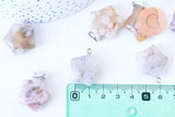 Pendentif étoile agate cherry blossom naturelle fer argenté 27mm, x1 (G5714)