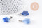 Pendentif étoile aventurine naturelle bleu acier inoxydable platine 22mm, x1 (G10073)