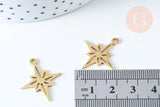 Pendentif étoile du nord acier 201 inoxydable doré 24mm, breloque acier inoxydable doré sans nickel, x1 G5730