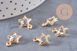 Pendentif étoile fer doré cristal zircon 14mm, x10 (G10552)