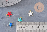 Pendentif étoile laiton brut émail multicolore 10.5mm, x10 (G3274)