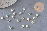 Pendentif étoile oeil protecteur acier 304 inoxydable doré 9mm, x10 (G10556)