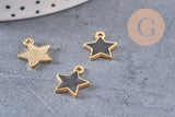 Pendentif étoile zamac doré émaillé et zircon 14mm, x10 (G4291)