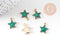 Pendentif étoile zamac doré résine verte 15mm,pendentif doré pour création de bijoux, x5 (G6099)