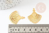 Pendentif éventail doré filigrane fer doré, pendentif, pendentif doré, 28.5mm,x10 (G3893)
