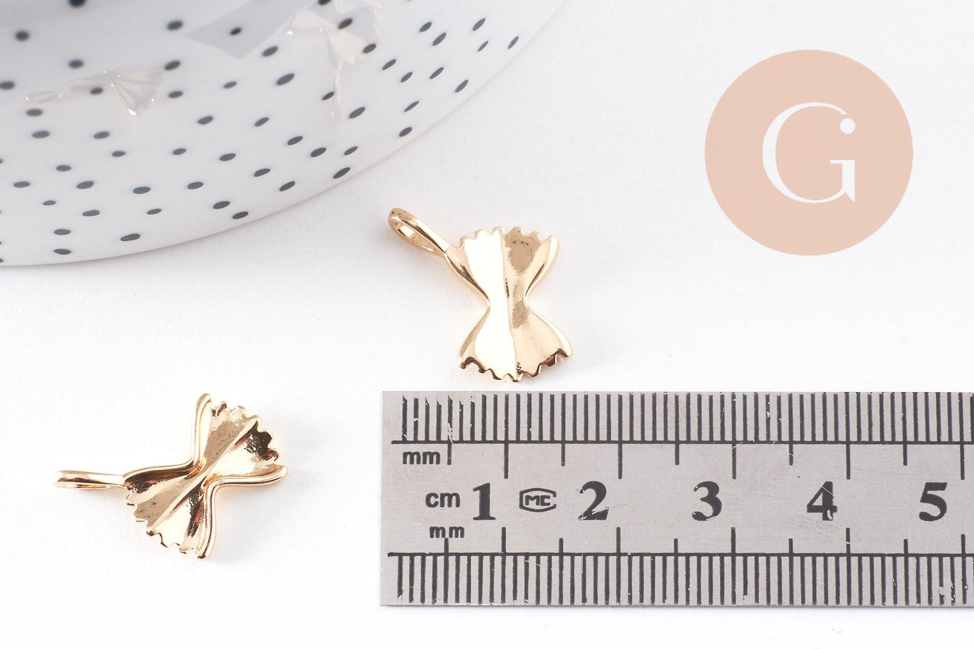 Pendentif farfalle pâte papillon laiton doré 18k 17mm, x1 (G10232)