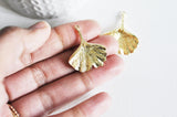 Pendentif feuille laiton brut 43mm, x1 (G0429)