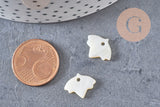 Pendentif feuille nacre blanche naturelle, perle fleur,nacre naturelle,coquillage blanc,création bijoux,14mm,X10 (G0910)