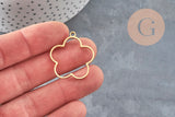 Pendentif fleur doré en acier inoxydable 304, 22.5mm, sans fond pour résine.