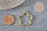 Pendentif fleur doré en acier inoxydable 304 sans fond, 22.5mm, pour résine.