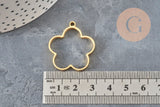 Pendentif fleur doré en acier inoxydable 304, sans fond, 22.5mm, pour résine UV.
