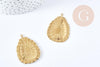 Pendentif fleur goutte laiton brut 40.5mm, x1 G8883