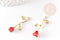 Pendentif fleur rose émail rouge laiton brut 38mm, x1 (G5299)