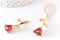 Pendentif fleur rose émail rouge laiton doré 27mm, x1 (G3245)