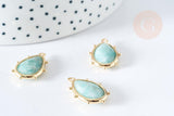 Pendentif goutte amazonite naturelle laiton doré 22.5mm,pendentif bijou pierre naturelle, x1, G8364