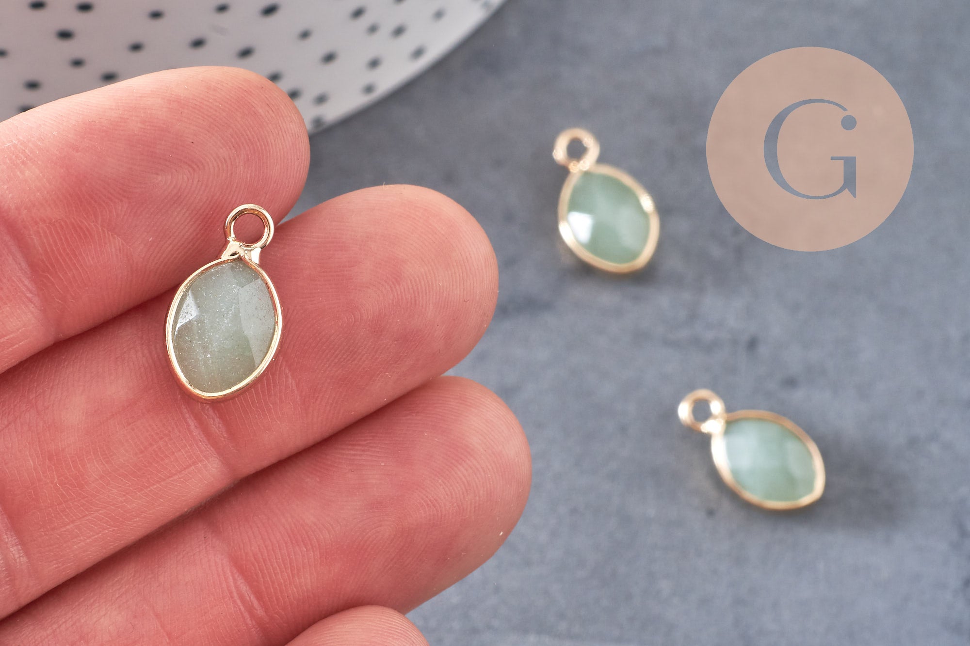 Pendentif goutte aventurine verte naturelle 17mm, x1 (G3056)