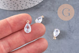 Pendentif goutte doré 24 carats zircon blanc 15mm,pendentif cristal, pendentif doré cristal, création bijoux, les 5, G3917
