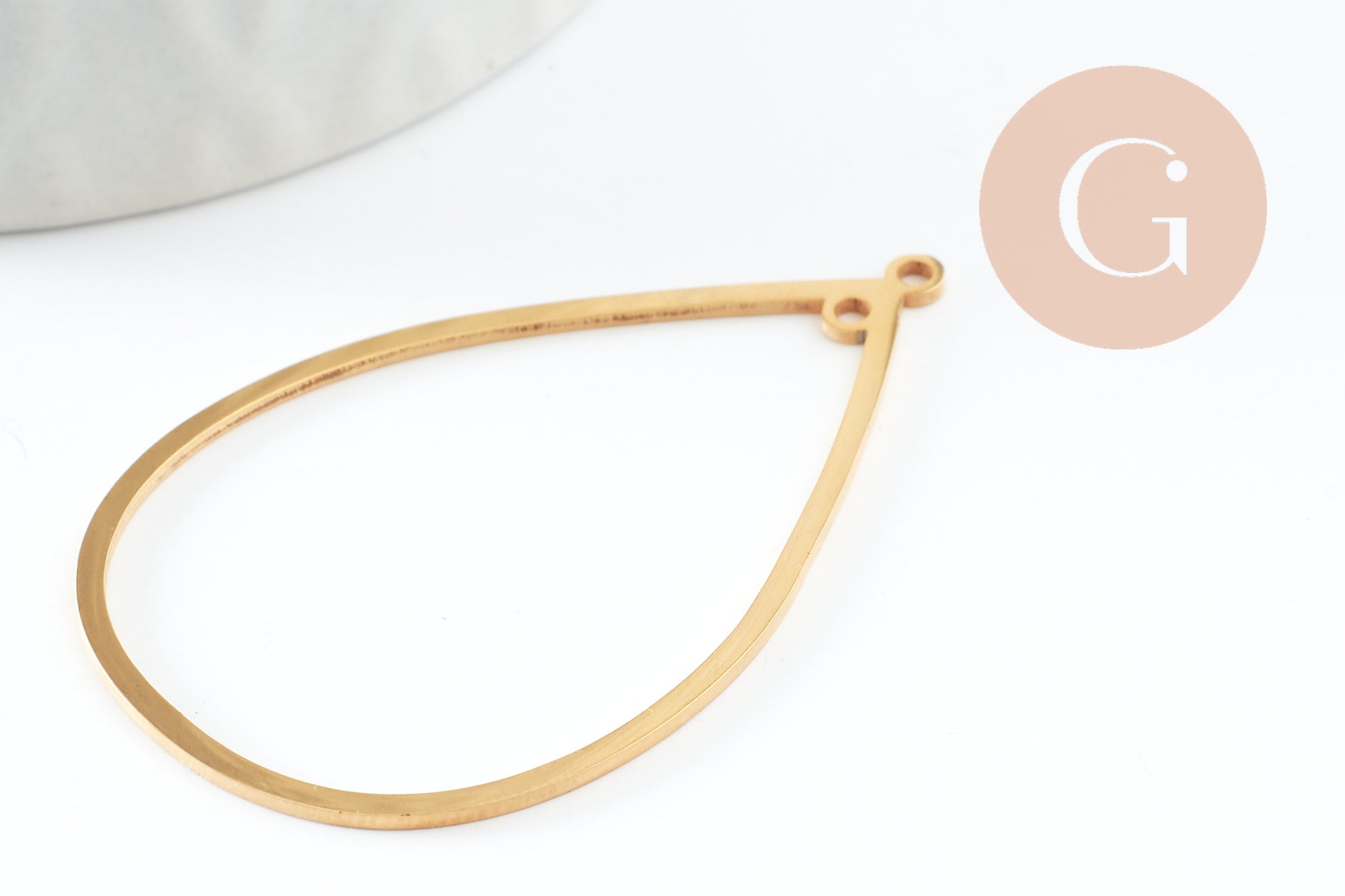 Pendentif goutte évidé acier 201 inoxydable dore 42mm, x1 (G9521)