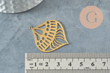 Pendentif goutte évidé laiton brut 37mm, breloques laiton brut ,sans nickel, géométrique, X2 (G3228)