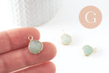 Pendentif goutte jade naturel vert laiton doré 18mm, x1 (G0979)