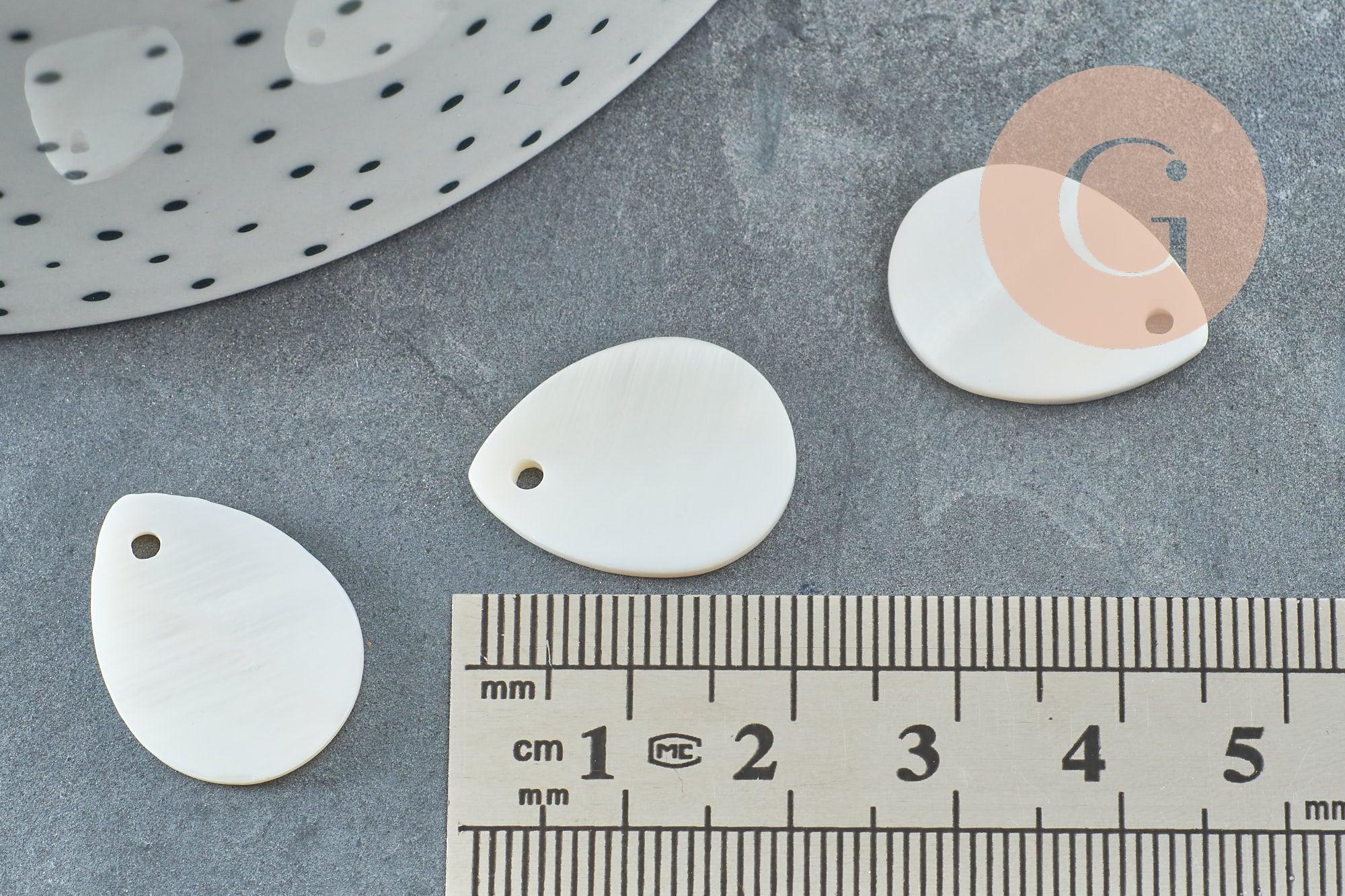 Pendentif goutte nacre blanche naturelle 20mm, x10 (G5134)