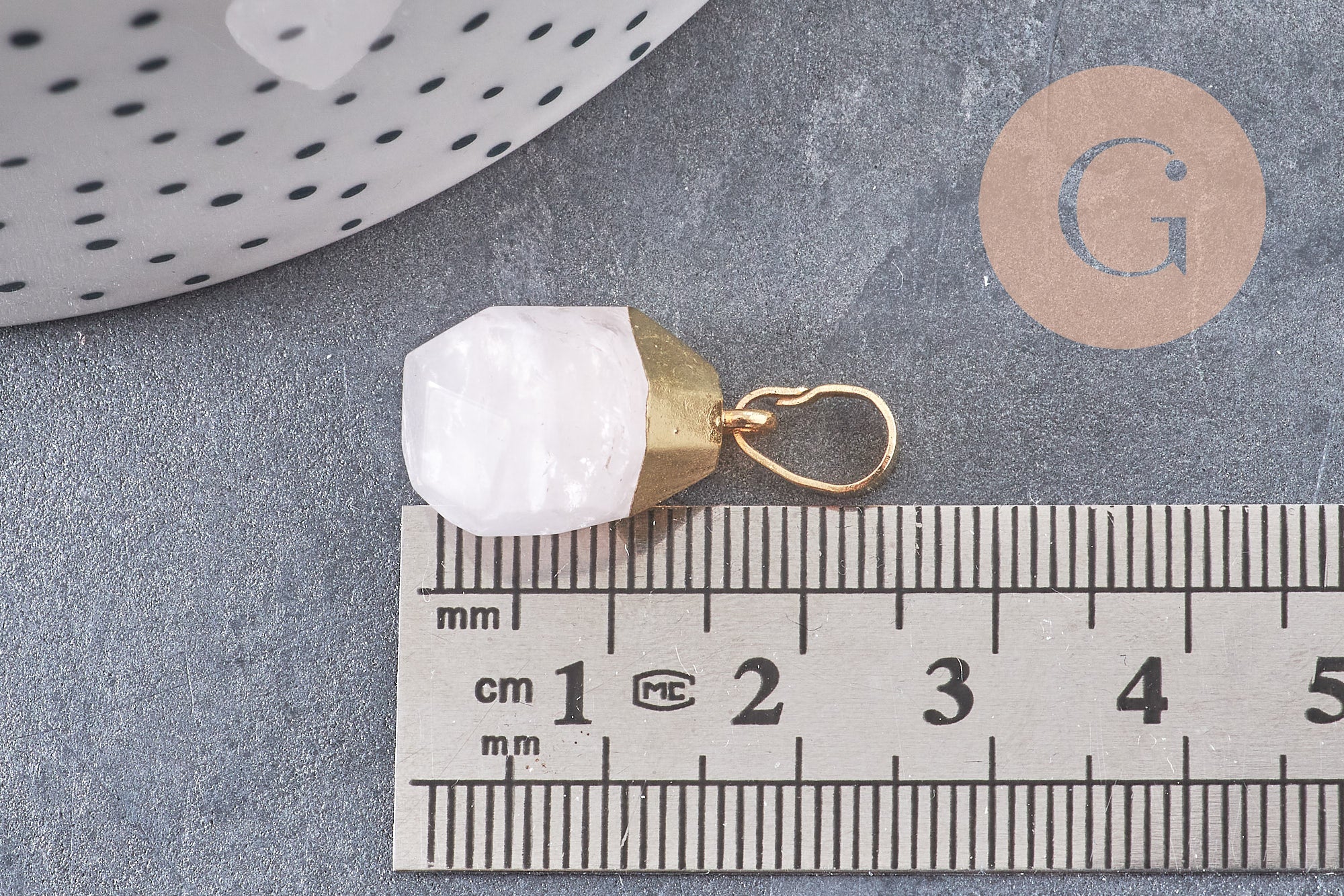 Pendentif goutte quartz rose naturel facetté laiton doré 19-21mm x1 (G3905)