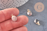 Pendentif goutte rhodonite naturelle fer doré 14mm, x2 (G10276)