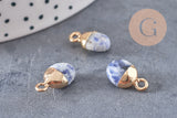 Pendentif goutte sodalite naturelle fer doré 14mm, x2 (G0420)