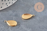 Teardrop pendant cabochon setting, IP gold plated 304 stainless steel 14x9mm, x1 (G11218)