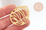 Pendentif goutte zĂšbre acier 201 inoxydable dore 45mm, x1 (G9520)
