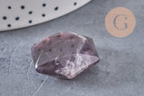 Pendentif hexagone améthyste violette, pendentif pierre, améthyste naturelle, 29mm x1 (G0587)