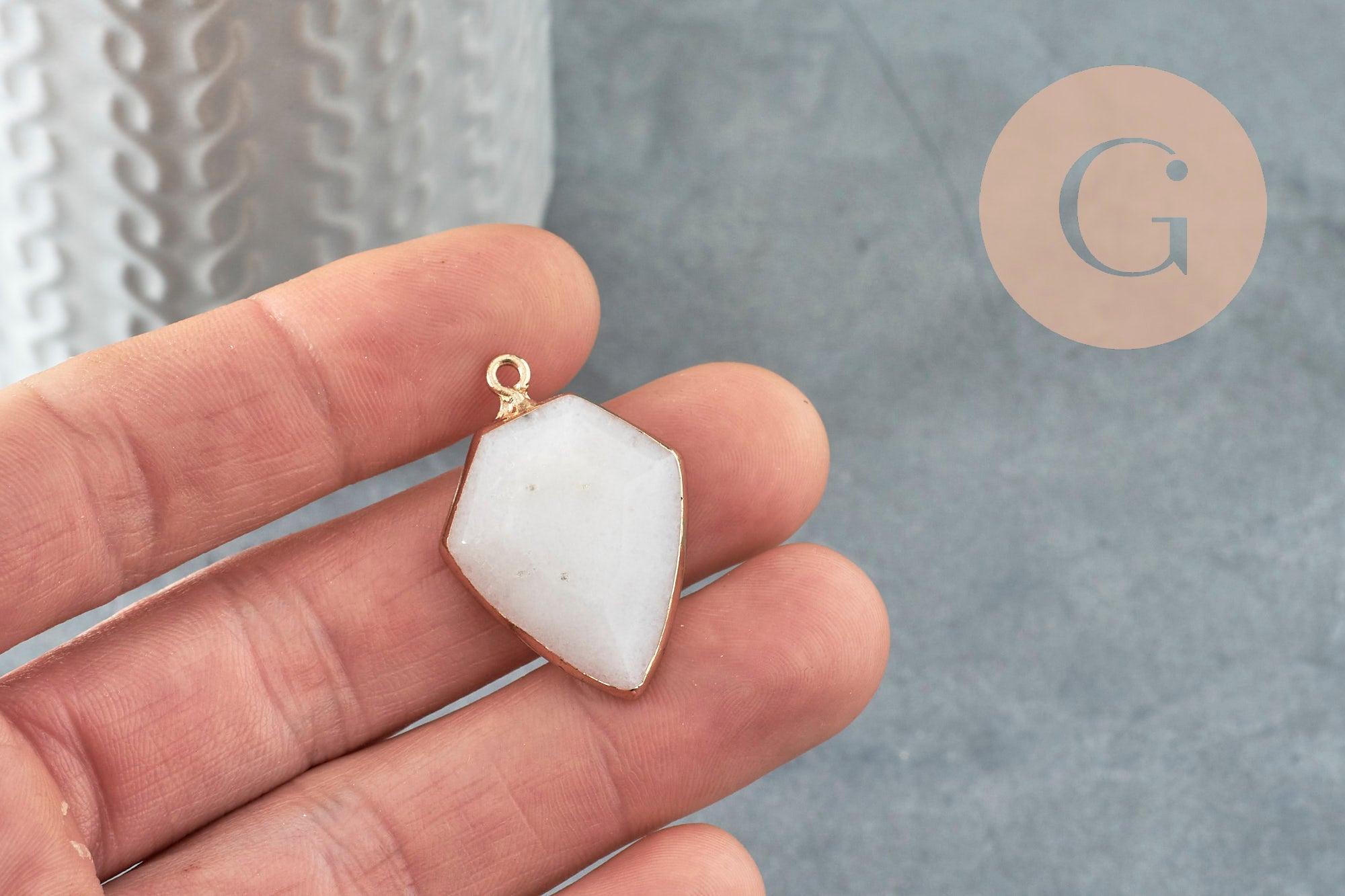 Pendentif hexagone jade blanc,Pendentif bijoux,pierre jade blanc,pierre naturelle,pendentif jade, jade naturel,30mm, x1 G1619