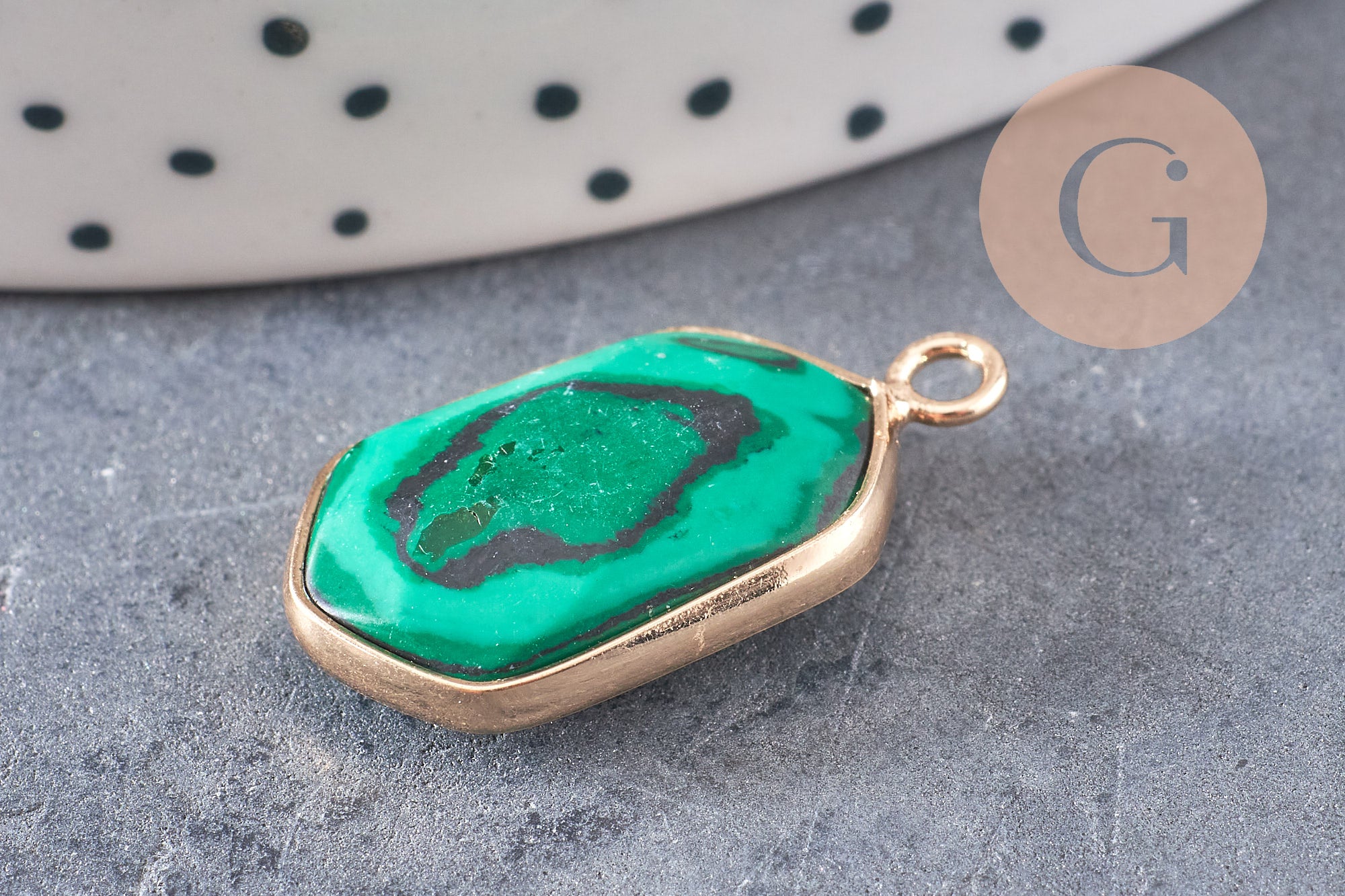 Pendentif hexagone malachite, pendentif bijoux,pendentif pierre,bijou pierre, malachite de synthèse,pendentif hexagone,24mm G5201