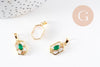 Pendentif hexagone nacre zircon blanc et vert laiton doré 18K 18mm, x1 (G10082)